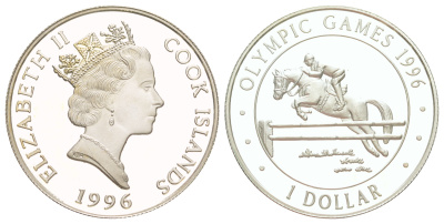 Острова Кука 1 доллар 1996 XXVI летние Олимпийские Игры, Атланта 1996 KM 267 серебро PROOF 1091-5-63