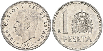 Испания 1 песета 1985 M, Хуан Карлос I (1975-2014) KM 821 алюминий 4155-511
