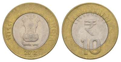 Индия 10 рупий 2012 KM 400 биметалл 4633-327