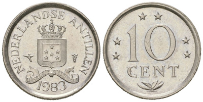 Нидерландские Антилы 10 центов 1983 KM 10 никель aUNC 187-558