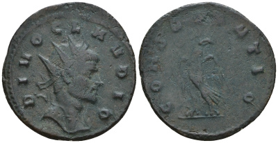 Римская Империя антониниан 270 Клавдий II Готский, посмертная чеканка, DIVO CLAVDIO, бюст императора / CONSACRATIO, орел, Рим RIC 266 биллон 1073-25-43