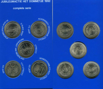 Нидерланды набор из 5 жетонов 1992 Утрехт  медно-никель  UNC  1-5-2-01