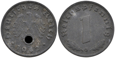 Германия 1 рейхспфенниг 1942 G KM 97, J. 369 цинк    4594-1264
