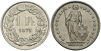 Швейцария 1 франк 1971 KM 24a медно-никель 4167-732