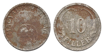 Венгрия 10 филлеров 1940 BP KM 507a железо 4664-958