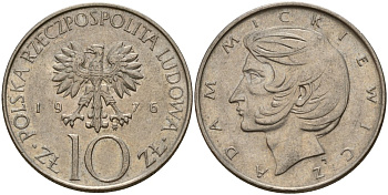 Польша 10 злотых 1976 Болеслав Прус Y 73 медно-никель 4156-917