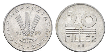 Венгрия 20 филлеров 1989 BP KM 573 алюминий 4664-1259