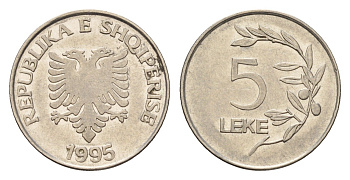 Албания 5 леков 1995 KM 76 сталь плакированная никелем 4615-1165