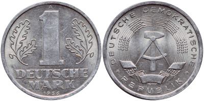 ГДР 1 МАРКА 1956 А KM 13 алюминий aUNC 1523-133