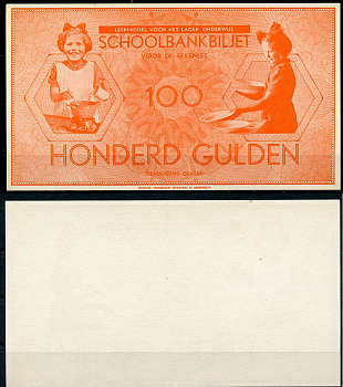 Нидерланды 100 гульденов ND школьные деньги, односторонний   бумага  UNC (пресс) 7201-29-3
