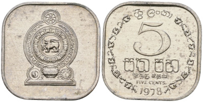 Шри-Ланка 5 центов 1978 KM 139a алюминий 4136-662
