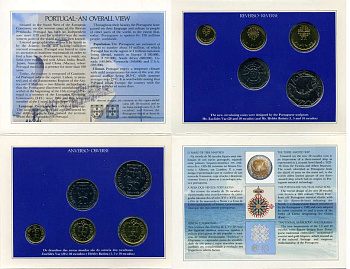 Португалия набор из 5 монет 1986 в оригинальном картонном буклете, первый год выпуска, тираж 50000 экз. KM MS7 (KM 631-634, 636) BUNC 5-4-3-27