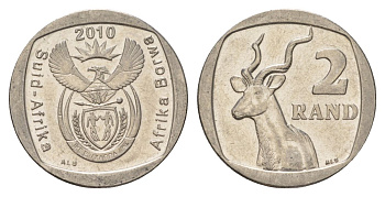 ЮАР 2 ранда 2010 KM 498 медь плакированная никелем 4628-247
