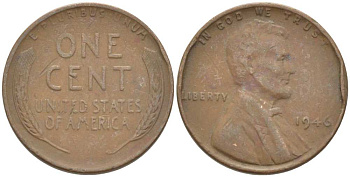 США 1 ЦЕНТ 1946 ЛИНКОЛЬН KM А132 медь цинк 218-941