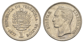 Венесуэла 1 боливар 1977 Симон Боливар Y 52 никель 4586-511