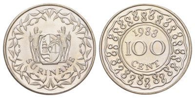 Суринам 100 центов 1988 KM 23 медно-никель UNC 4624-325