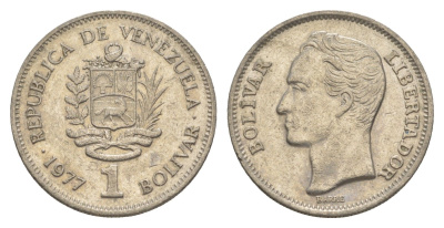 Венесуэла 1 боливар 1977 Симон Боливар Y 52 никель 4586-511