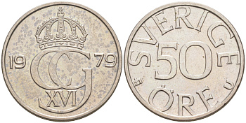 Швеция 50 эре 1979 Карл XVI Густав (1973- ) KM 855 медно-никель UNC 106-414