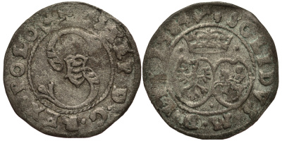 Польша 1 шиллинг (шеляг) 1584 Стефан Баторий (1576-1586), вес 1,04 гр. серебро 1516-1541