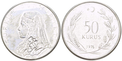 Турция 50 курушей 1976 Анатолийская невеста KM 899 нержавеющая сталь 4525-557