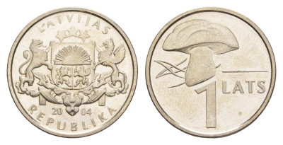 Латвия 1 лат 2004 Гриб KM 67 медно-никель UNC 4644-959