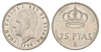 Испания 25 песет 1984 M, Хуан Карлос I (1975-2014) KM 824 медно-никель 4616-1043