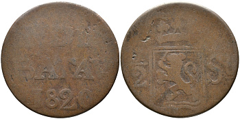 БАТАВСКАЯ ИНДИЯ 1/2 ШТЮБЕРА 1820 KM 283 медь 3334-516