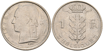БЕЛЬГИЯ 1 ФРАНК 1979 BELGIQUE KM 142.1 медно-никель 4563-1126