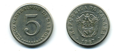 Панама 5 сентесимо 1967 KM 23.2 медно-никель 29-1251