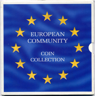 Европа набор из 12 доевровых монет разных стран 1990-1992 в оригинальном буклете UNC 4-5-1-24