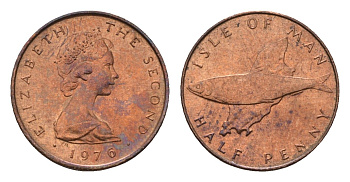 Остров Мэн 1/2 пенни 1976 ФАО - еда для всех KM 32 бронза UNC 4649-946