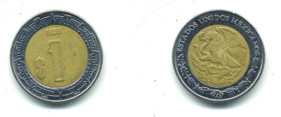 Мексика 1 песо 1998 Mo KM 603 биметалл 4364-511