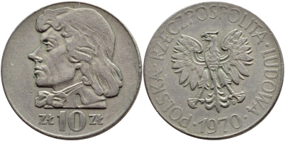 Польша 10 злотых 1970 MW, Тадеуш Костюшко (1746-1817) KM 50а медно-никель 4389-711