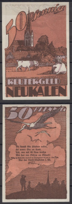 Нойкален 50 пфеннигов 1922 DeNG 2 949.1-3/3 бумага UNC (пресс) 8612-58-3-2