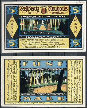 Германия, Нойхаус 5 марок ND нотгельд, кладбище Li. 918b-2, M. 945.4 бумага UNC (пресс) 444-81-1-2