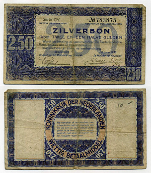 НИДЕРЛАНДЫ 2 1/2 ГУЛЬДЕНА 1938 СЕРИЯ CH Pick 62 бумага 8595-7-3-1