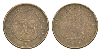 Либерия 1/2 цента 1937 KM 10 латунь 4614-934