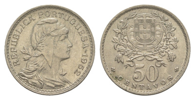 Португалия 50 сентаво 1952 KM 577 никель латунь UNC 4652-123