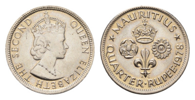 Маврикий 1/4 рупии 1978 Елизавета II (1952-2022) KM 36 медно-никель UNC 3996-1135