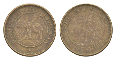 Либерия 1/2 цента 1937 KM 10 латунь 4614-934