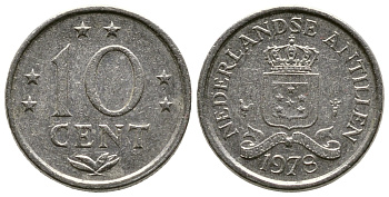 Нидерландские Антилы 10 центов 1978 Юлиана (1948-1980) KM 10 никель 220-435