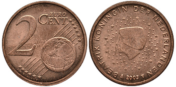 Нидерланды 2 евроцента 2003 Беатрикс (1980-2013) KM 235 сталь плакированная медью 4181-436