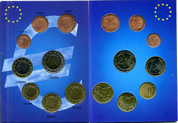 Бельгия евронабор из 8 монет 1999-2001   биметалл  UNC  1-6-2-34