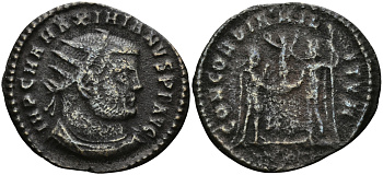 Римская Империя двойной денарий 286 - 305 Максимиан Геркулий CONCORDIA MILITVM Кизик fine RIC 16b бронза 00-000-00