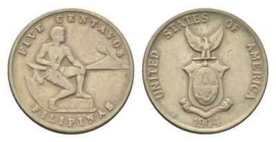 Филиппины 5 сентаво 1944 Администрация США KM 180a медно-никель 4668-649