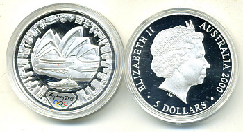 АВСТРАЛИЯ 5 ДОЛЛАРОВ 2000 ОЛИМПИАДА СИДНЕЙ 2000, СИДНЕЙСКАЯ ОПЕРА, В ОРИГИНАЛЬНОЙ КОРОБКЕ 6-2-3