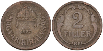 Венгрия 2 филлера 1927 BP KM 506 бронза 4115-1067