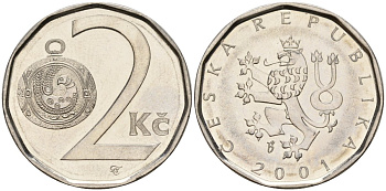 Словакия 2 кроны 2001 KM 9 сталь плакированная никелем 4152-919