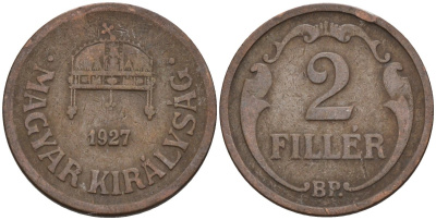Венгрия 2 филлера 1927 BP KM 506 бронза 4115-1067