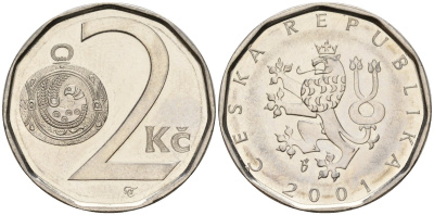 Словакия 2 кроны 2001 KM 9 сталь плакированная никелем 4152-919